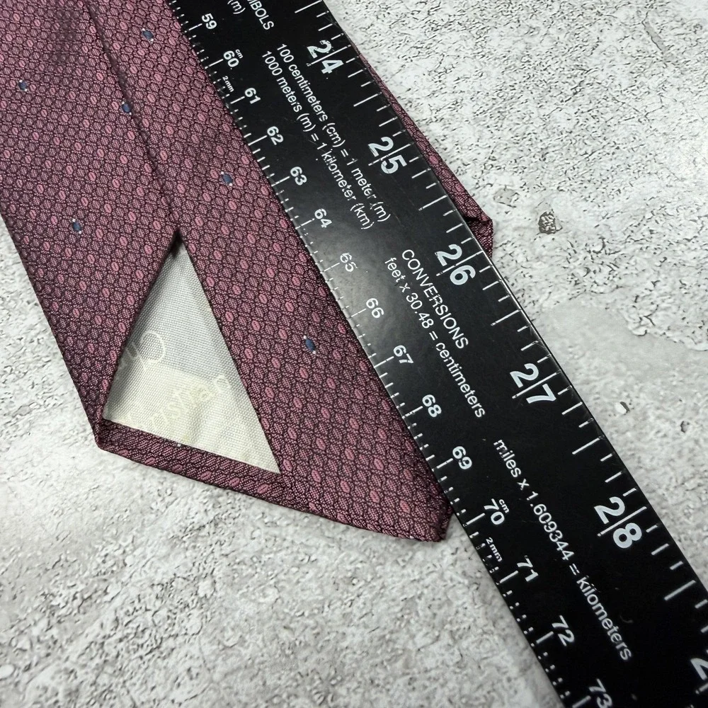 Christian Dior Silk Blend Tie Mens One Size Purple Geometric Made In USA Necktie